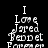 Four identical pixelated text-based icons arranged in a on black background, each displaying 'I Love Jared Lett Fren' in white block letters with partial pixelation