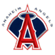 A red stylized letter A with white and blue accents, set within a shield-like shape bordered by red and white lines on a gray background.