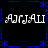 Black background with blue dotted border and star motifs, four instances of white text 'AJRJAU' arranged in a pattern