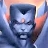 Pixelated blue-toned icon shows a stylized face with dark eyes and mouth, orange ear-like shapes on sides, and a light background with gradient hues.