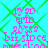 Pixelated cyan background with green diamond lattice overlay, pink text elements arranged in vertical