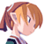 Pixelated anime-style character icon with brown hair, side profile pose, and visible ear accessory against white background.