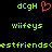 Pixelated green text and red heart symbols on black background, with visible animation changes between frames.