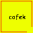 Yellow square icon with red border and black text 'cofeke' in pixelated font, featuring a small red heart symbol in top-right corner.
