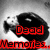 Black-and-white cartoon character with large eyes and a wide mouth, red text reading "Dead Memories" overlaid, pixelated style.