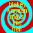 Yellow text reading 'blakey warman rocks like hell' on a red and cyan spiral background with visible pixelation.