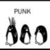 Three black-and-white pixelated icons resembling stylized hair or abstract shapes with white inner sections, positioned below a blurred text block on a plain background.