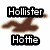 A pixelated image with four text labels and two distinct visual elements: a brown bird silhouette above 'Hottie' on white background, and a dark blue moose on green background below 'Moose' and 'Master'.