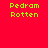 Red background with green text "Pedram Rotten" repeated across six , each containing a blue rectangular block below the text