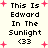Pixelated text reads "This Is Edward In The Sunlight <33" surrounded by pink plus signs on a light background.