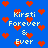 Blue background with red pixelated hearts and repeated text 'Kirsti Forever & Ever' in light yellow pixelated font.