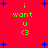Red background with blue star shapes and green text reading 'i want u <3' in two vertical