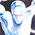 Pixelated image of a person with light hair and blue clothing on left, green background with bright green text 'Original Icons .com' on right.