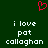 Red pixelated heart symbol above white text reading 'i love pot callaghan' on dark green background.