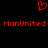 Red pixelated heart symbol above two instances of 'ManUnited' text on black background.