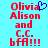 Pixelated red text on cyan background with blue heart symbol above 'Olivia' in left , identical static right
