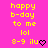 Pixelated yellow text on bright pink background with black heart symbol, two identical side-by-side versions of the same message.