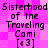 Pixelated text reads "Sisterhood of the Traveling Cami [43]" on a pink and white checkered background with no visible motion changes.