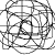 Black line scribbles form a circular shape with lines, transitioning from dense overlapping loops to concentrated central clusters