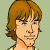 Pixelated character with brown hair and blue eyes holding a glowing blue lightsaber, displayed in multiple static poses against light green background.