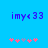 Blue background with purple text 'imy<33' and pink/purple star-like symbols arranged in two