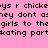 Pixelated text on a split background with pink, blue, and purple sections; the image shows repeated phrases in black block letters.
