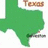 Green Texas map with 'Texas' text above, purple background with teal text reading 'galveston island, TX i went there!', and a beach scene below.