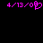 Two pink pixelated date strings on black background, left string has a heart symbol replacing the '0' in '09', right string shows '4/13/09' without heart.