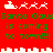 Red background with green text "Santa Claus is coming to town!!!" and white pixelated reindeer/sleigh icons, repeated in two