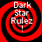 Four identical red and black spiral patterns with white text "Dark Star Rulez!" centered on each, arranged in a against a solid black background