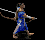 Animated sequence of a figure in blue attire holding a bow, showing walking motion with sequential pose changes.