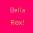 orange rectangles and text on a bright pink background, with 'Bella' and 'Rox!' alternating in a pattern