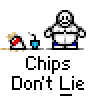 A 3x3 contact sheet of an animated pixel art icon featuring a white cartoon character with blue pants, red and white mushroom-like objects, and blue cups on a gray background, showing subtle pose changes across frames.