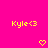 Yellow text 'Kyle<3' on bright pink background with heart and downward arrow symbols appearing in different positions across frames.