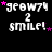 Pixelated text 'geow74 2 smile!' with pink stars on black background, showing animation changes in star positions across frames.