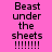 Pixelated text "Beast under the sheets !!!!!!!" on pink background with blue highlight changes across three views.