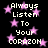Black background with pink star shapes and white pixelated text reading 'Always Listen To Your CORAZON' repeated in a pattern