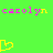A static digital image with bright green background, repeated 'carolyn' text in pink and yellow, yellow heart outlines, and solid magenta blocks.