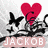 Red heart with black swirls and butterflies on a gray background, featuring partial text "JACKOB" in pink.