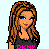 Pixelated cartoon woman with long brown hair wearing black tank top and blue jeans, shown in multiple views including full-body and close-up.