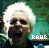 A 3x3 contact sheet of animated frames showing a person with white hair shouting against a green background, each frame featuring red and blue text at the bottom right.