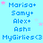 A static image with a light blue background displays repeated text and star symbols in a pattern