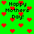 Green background with red pixelated hearts and black text reading "Happy Mothers Day!" in multiple positions.