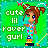 Pixel art contact sheet showing two frames of an animated AIM buddy icon featuring a cartoon girl with pigtails and rainbow outfit against green background with text "cute lil rover gurl".