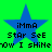 Blue star-shaped icon with pixelated text on green background, showing two animation states where 'ow I shine' alternates between 'ow I shiNe' and 'ow I shine'
