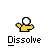 A yellow cartoon figure with a white head and black eyes holds a white ball, dissolving into smaller fragments
