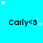 identical 'Carly<3' text icons on a bright cyan background with scattered white stars, one icon partially obscured by a gray rectangle