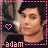 A 48x48 pixel animated contact sheet showing two identical frames of a person with dark hair wearing a black shirt, framed by pink dashed borders and featuring a small pink heart icon on the left side.