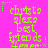 A static image with a bright pink background displays repeated text in green and brown pixelated fonts, surrounded by small green star shapes.