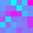 square pixels in varying shades of blue and purple with scattered cyan and magenta squares